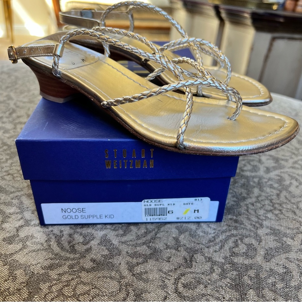 Vintage Stuart Weitzman Noose Gold Supple Kid Sandal Leather Size 6 Origin: $212